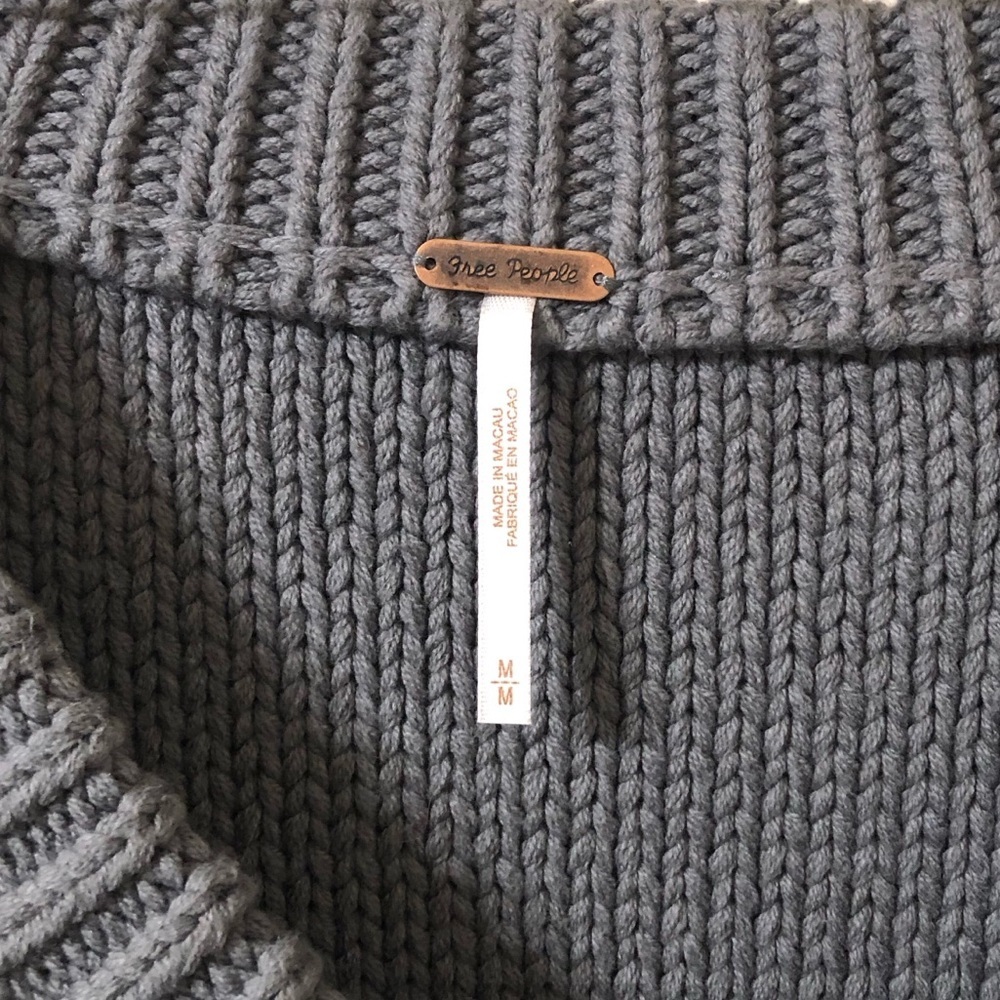 Free People Alli V Neck Sweater in Titan Gray - Size Medium - Picture 4 of 7